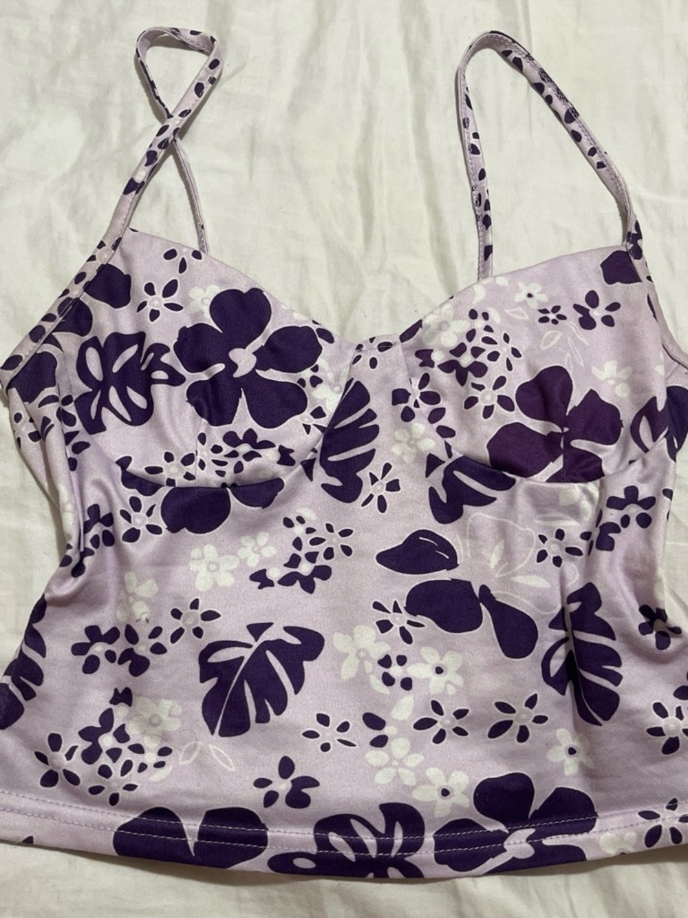 Source Unknown Lavender Cami with Dark Purple Floral Print